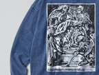 Oversized Snow Washed Long Sleeve Cotton Tee - Group of Skeletons Print