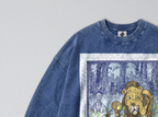 Oversized Snow Washed Long Sleeve Cotton Tee - Wizard of Oz Book Print