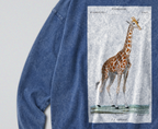 Oversized Snow Washed Long Sleeve Cotton Tee - Nubian Giraffe Print