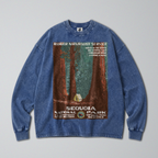 Oversized Snow Washed Long Sleeve Cotton Tee - Sequoia National Park Print