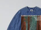Oversized Snow Washed Long Sleeve Cotton Tee - Sequoia National Park Print