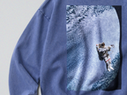 Oversized Snow Washed Cotton Sweatshirt - Astronaut in Space Print