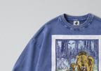 Oversized Snow Washed Cotton Sweatshirt - Wizard of Oz Book Print
