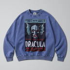 Oversized Snow Washed Cotton Sweatshirt - Dracula Poster Print