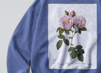 Oversized Snow Washed Cotton Sweatshirt - Minimalist Rose Print