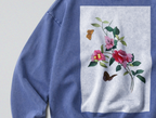 Oversized Snow Washed Cotton Sweatshirt - Colorful Flower Stem Print