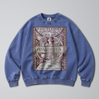 Oversized Snow Washed Cotton Sweatshirt - Frankenstein Book Cover Print