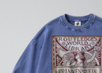 Oversized Snow Washed Cotton Sweatshirt - Frankenstein Book Cover Print