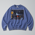 Oversized Snow Washed Cotton Sweatshirt - NASA Solar System Print