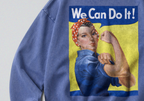 Oversized Snow Washed Cotton Sweatshirt - Rosie The Riveter Print