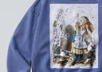 Oversized Snow Washed Cotton Sweatshirt - Alice in Wonderland Print