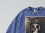 Oversized Snow Washed Cotton Sweatshirt - WW1 Remember Death Print