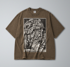 Oversized Snow Washed Cotton Tee - 17th Century Skeleton Anatomy Art