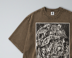 Oversized Snow Washed Cotton Tee - 17th Century Skeleton Anatomy Art