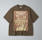 Oversized Snow Washed Cotton Tee - Frankenstein Book Cover Print