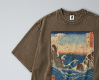 Oversized Snow Washed Cotton Tee - Japanese Naruto Whirlpools Print