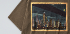 Oversized Snow Washed Cotton Tee - New York City Skyline at Night