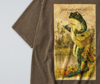 Oversized Snow Washed Cotton Tee - Frog Going Fishing Print