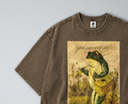 Oversized Snow Washed Cotton Tee - Frog Going Fishing Print