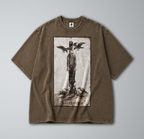 Oversized Snow Washed Cotton Tee - Morbid Public Hanging Print