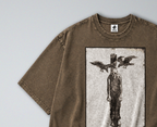 Oversized Snow Washed Cotton Tee - Morbid Public Hanging Print