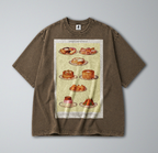 Oversized Snow Washed Cotton Tee - Retro Baking and Cakes Print