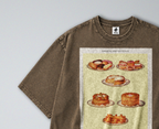 Oversized Snow Washed Cotton Tee - Retro Baking and Cakes Print