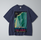 Oversized Snow Washed Cotton Tee - Alaskan Glaciers and Ocean Liner Print