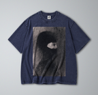 Oversized Snow Washed Cotton Tee - Nightmarish Odilon Redon Print