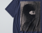 Oversized Snow Washed Cotton Tee - Nightmarish Odilon Redon Print