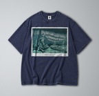 Oversized Snow Washed Cotton Tee - Arctic Aurora Borealis (Northern Lights) Print