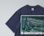 Oversized Snow Washed Cotton Tee - Arctic Aurora Borealis (Northern Lights) Print