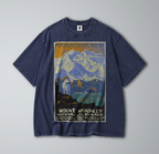 Oversized Snow Washed Cotton Tee - Denali National Park & Mt McKinley Print