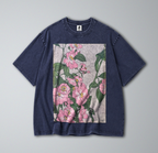 Oversized Snow Washed Cotton Tee - Vibrant Prairie Rose Print
