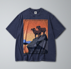 Oversized Snow Washed Cotton Tee - Preserve Wildlife & National Parks Print