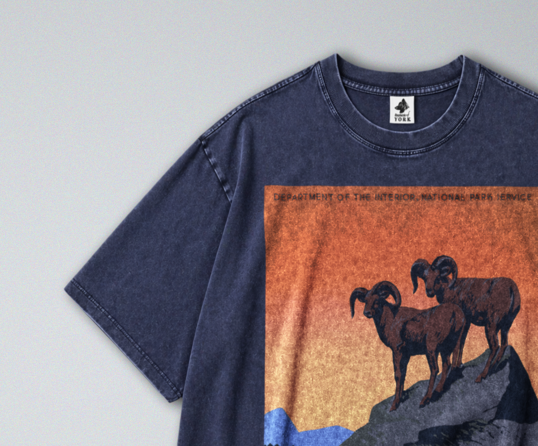 Oversized Snow Washed Cotton Tee - Preserve Wildlife & National Parks Print