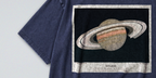 Oversized Snow Washed Cotton Tee - Saturn in Outer Space Print