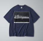 Oversized Snow Washed Cotton Tee - Macabre Skeleton Print
