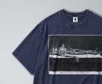 Oversized Snow Washed Cotton Tee - Macabre Skeleton Print