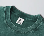 Oversized Snow Washed Cotton Tee - Tower of Babel Print