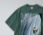 Oversized Snow Washed Cotton Tee - Floating Spaceman Print