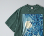 Oversized Snow Washed Cotton Tee - Japanese Tree in Moonlight Print