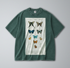 Oversized Snow Washed Cotton Tee - Vibrant Butterflies Print