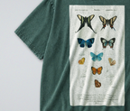 Oversized Snow Washed Cotton Tee - Vibrant Butterflies Print