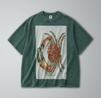 Oversized Snow Washed Cotton Tee - Red Tasmanian Giant Crab Print