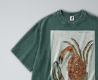Oversized Snow Washed Cotton Tee - Red Tasmanian Giant Crab Print
