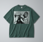 Oversized Snow Washed Cotton Tee - Louis Armstrong Photo Print
