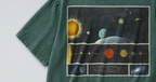 Oversized Snow Washed Cotton Tee - Planets of the Solar System Print