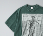 Oversized Snow Washed Cotton Tee - Gothic Skeleton with Crossbow Print