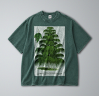 Oversized Snow Washed Cotton Tee - Weeping Birch Tree Print